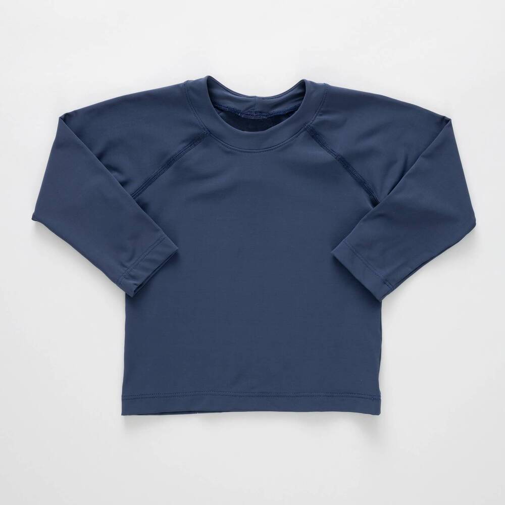NEW PINK CHICKEN boys' polyester and spandex rash guard in true navy